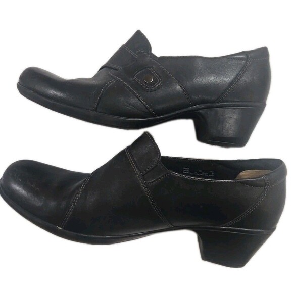 Clarks Shoes Womens Size 12 Black Slip On Comfort Leather Loafers - Picture 3 of 10